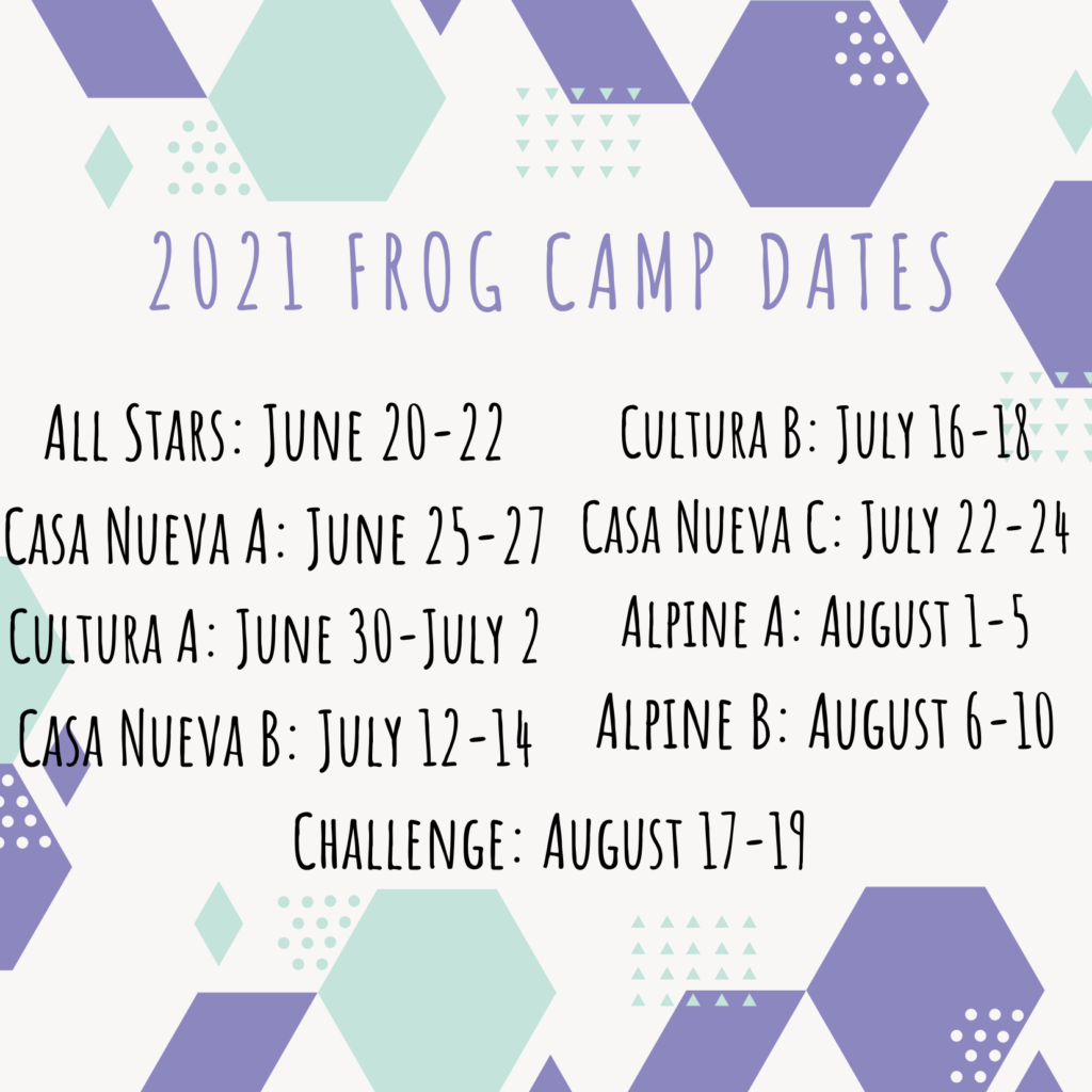 2021 Frog Camp Dates